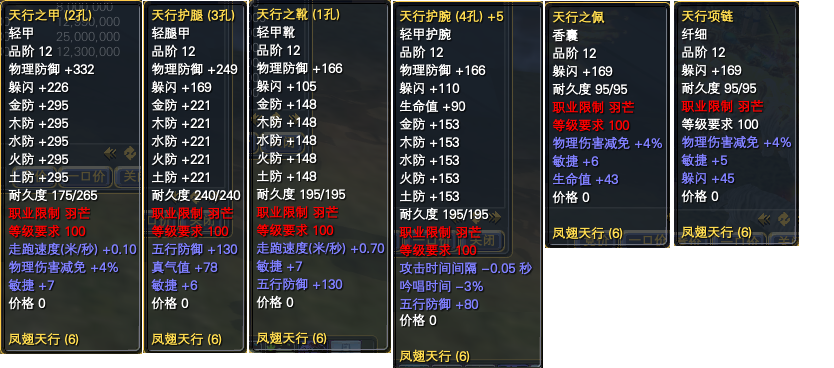 经典版职业套装属性一览 · 配图