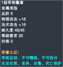军衔戒指属性一览 · 配图
