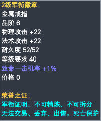 军衔戒指属性一览 · 配图