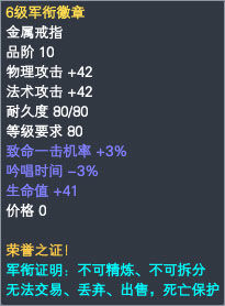 军衔戒指属性一览 · 配图