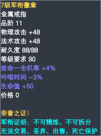 军衔戒指属性一览 · 配图