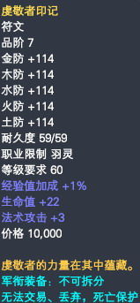 羽灵军衔装备属性一览 · 配图