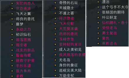 羽族1-20级、全种族21-60级的红字任务说明 · 配图