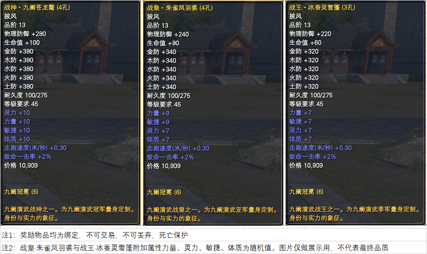 比武披风：战神/战皇/战王 前缀披风属性一览 · 配图