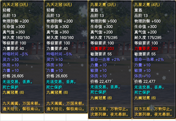 新头盔【九天之冠】【九星之冕】属性一览 · 配图